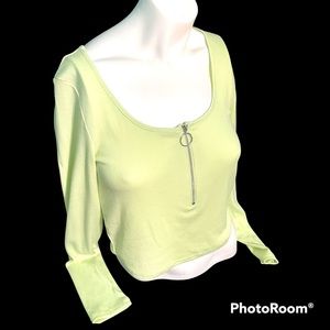 NEW| ELODIE Long Sleeve Half Zip Crop Top